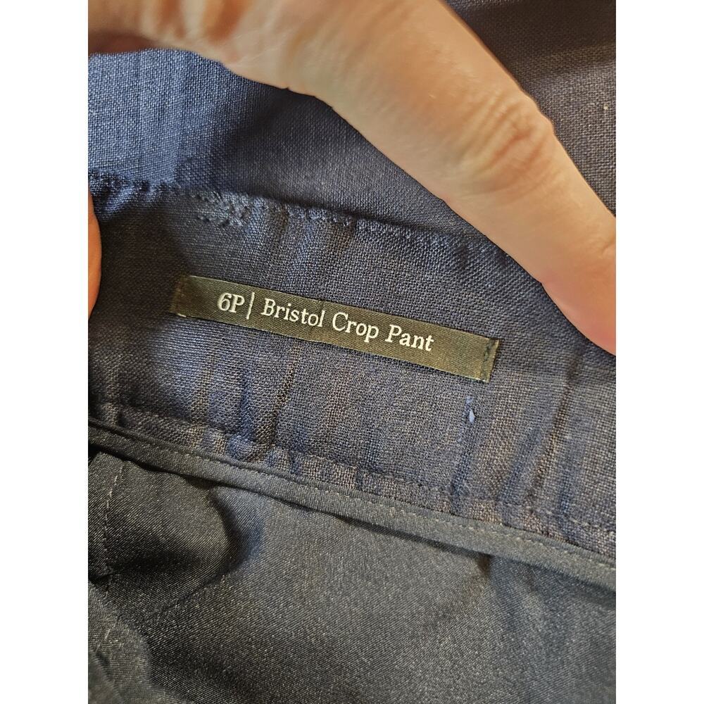 Talbots Bristol Crop Leg 100% Linen Pants Women’s Size 6P Navy High Rise - Picture 5 of 11